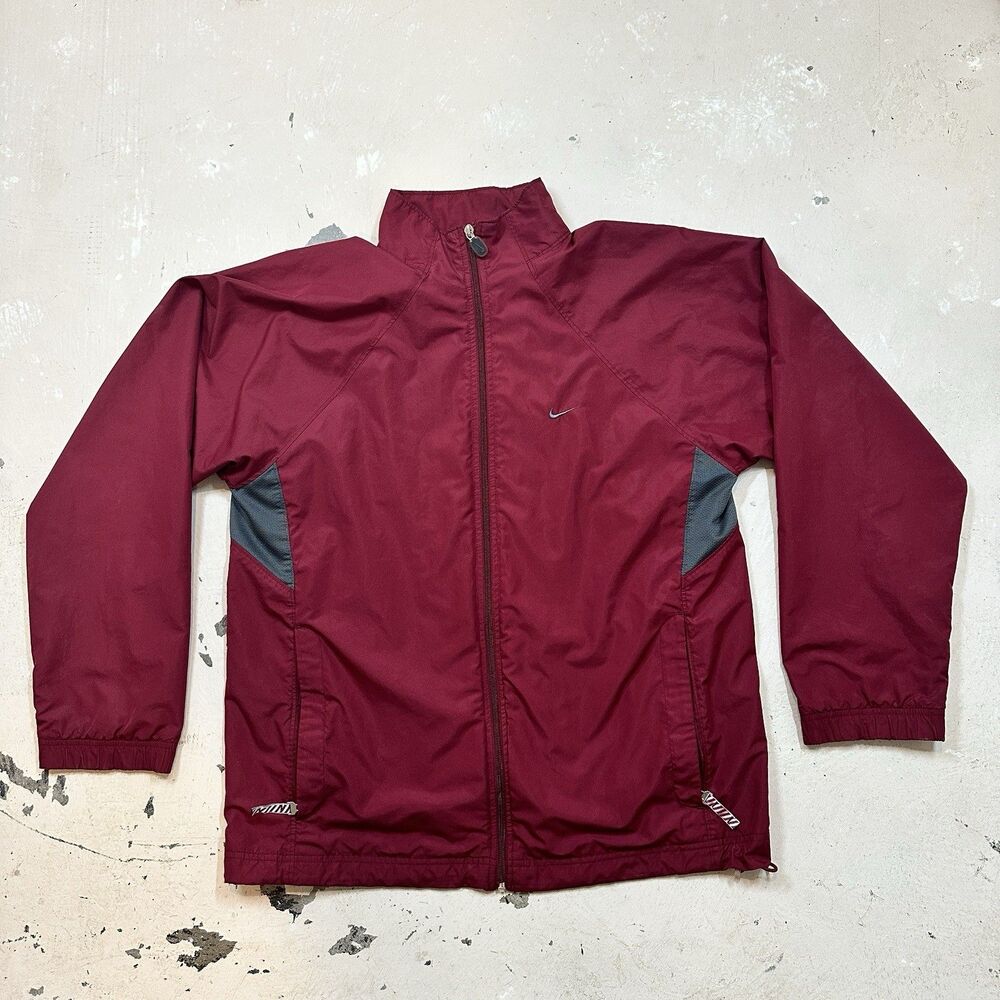 Nike Mens Windbreaker Jacket Sz Med Long Sleeve Full-Zip Vented DARK MAROON